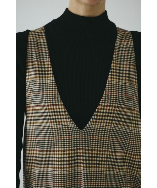 HeRIN.CYE(ヘリンドットサイ)の「V design check dress Vデザインチェックドレス(ワンピース・レディース・ブラウン系その他/グレー系その他・36/38)」の6枚目の写真