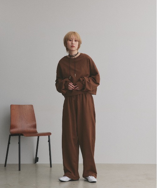 セール】スウェット プルオーバー イージワイドパンツ セットアップ