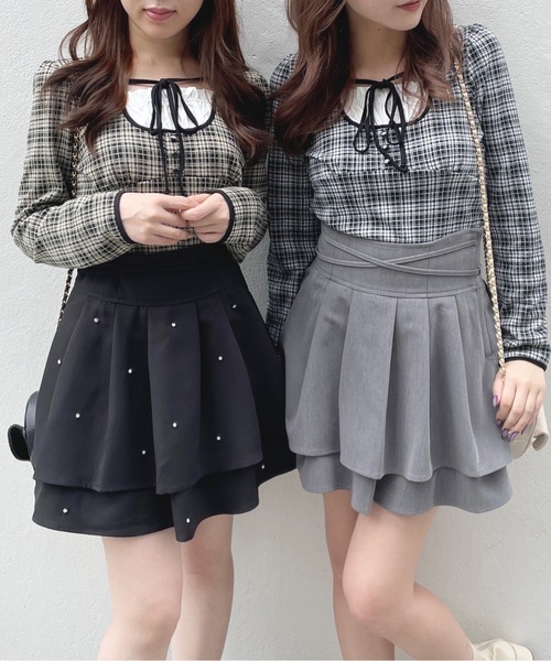 one way（ワンウェイ）の「長袖チェックパイピングカットソー（Tシャツ/カットソー・レディース・ブラック/ブラック系その他/ベージュ系その他/ホワイト・FREE）」の4枚目の写真