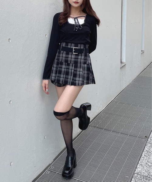 one way（ワンウェイ）の「長袖チェックパイピングカットソー（Tシャツ/カットソー・レディース・ブラック/ブラック系その他/ベージュ系その他/ホワイト・FREE）」の9枚目の写真