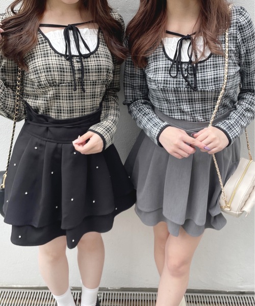 one way（ワンウェイ）の「長袖チェックパイピングカットソー（Tシャツ/カットソー・レディース・ブラック/ブラック系その他/ベージュ系その他/ホワイト・FREE）」の20枚目の写真