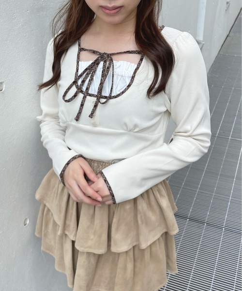 one way（ワンウェイ）の「長袖チェックパイピングカットソー（Tシャツ/カットソー・レディース・ブラック/ブラック系その他/ベージュ系その他/ホワイト・FREE）」の21枚目の写真