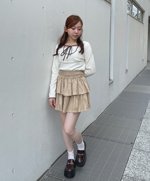 one way（ワンウェイ）の「長袖チェックパイピングカットソー（Tシャツ/カットソー・レディース・ブラック/ブラック系その他/ベージュ系その他/ホワイト・FREE）」の6枚目の写真