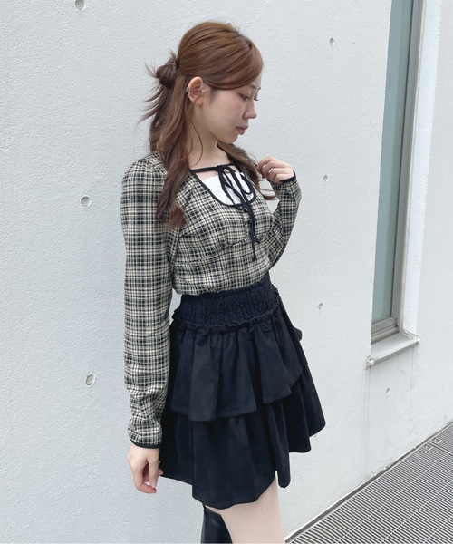 one way（ワンウェイ）の「長袖チェックパイピングカットソー（Tシャツ/カットソー・レディース・ブラック/ブラック系その他/ベージュ系その他/ホワイト・FREE）」の11枚目の写真