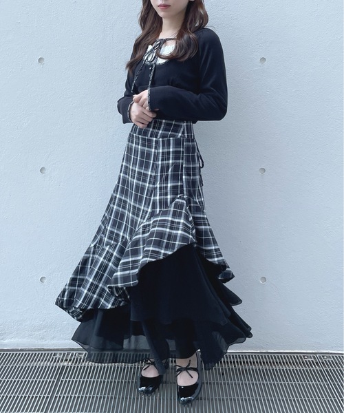 one way（ワンウェイ）の「長袖チェックパイピングカットソー（Tシャツ/カットソー・レディース・ブラック/ブラック系その他/ベージュ系その他/ホワイト・FREE）」の10枚目の写真