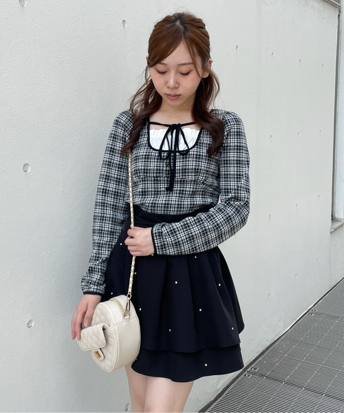 one way（ワンウェイ）の「長袖チェックパイピングカットソー（Tシャツ/カットソー・レディース・ブラック/ブラック系その他/ベージュ系その他/ホワイト・FREE）」の13枚目の写真