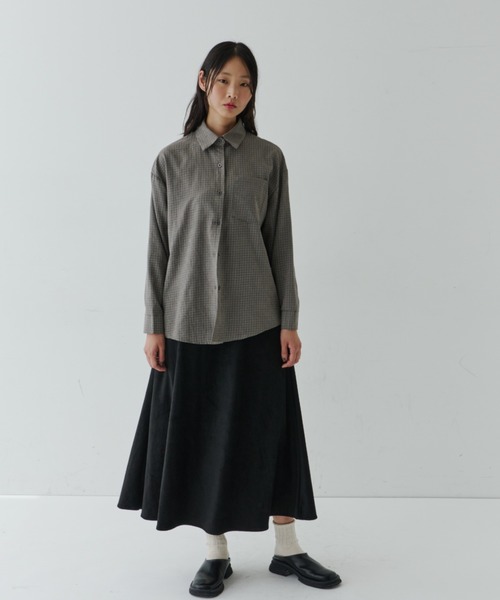 NUJOH(ヌゾ)の「Modern Grid Relaxed Shirt / モダングリッド リラックスシャツ(シャツ/ブラウス・レディース・グレー/ベージュ/ブラウン・FREE)」の15枚目の写真