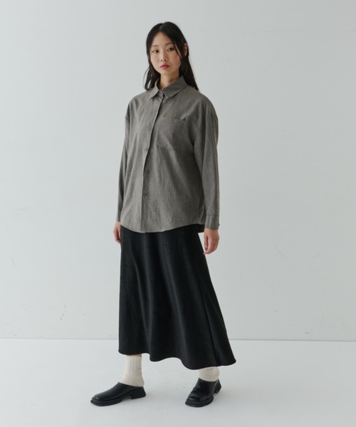 NUJOH(ヌゾ)の「Modern Grid Relaxed Shirt / モダングリッド リラックスシャツ(シャツ/ブラウス・レディース・グレー/ベージュ/ブラウン・FREE)」の19枚目の写真