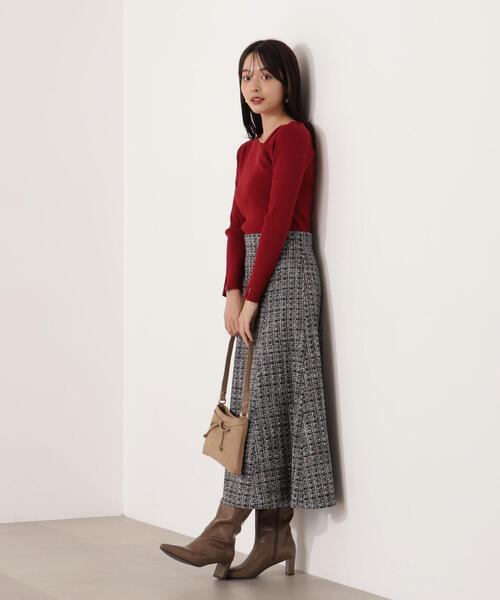 PROPORTION BODY DRESSING（プロポーションボディドレッシング）の「【青島心さん着用】ミックスツイードフレアスカート / 1215220104（スカート・レディース・ブラック系その他/ベージュ系その他・P/S/SMALL/MEDIUM）」の6枚目の写真