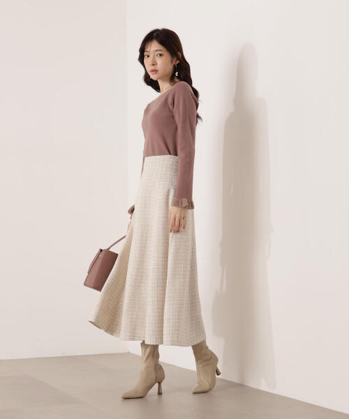 PROPORTION BODY DRESSING（プロポーションボディドレッシング）の「【青島心さん着用】ミックスツイードフレアスカート / 1215220104（スカート・レディース・ブラック系その他/ベージュ系その他・P/S/SMALL/MEDIUM）」の22枚目の写真
