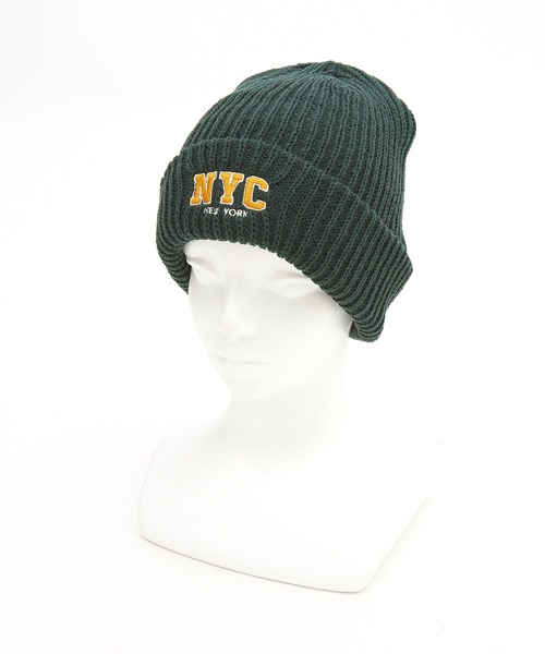 an meets zakka NYCロゴ刺繍リブニット帽（ニットキャップ/ビーニー