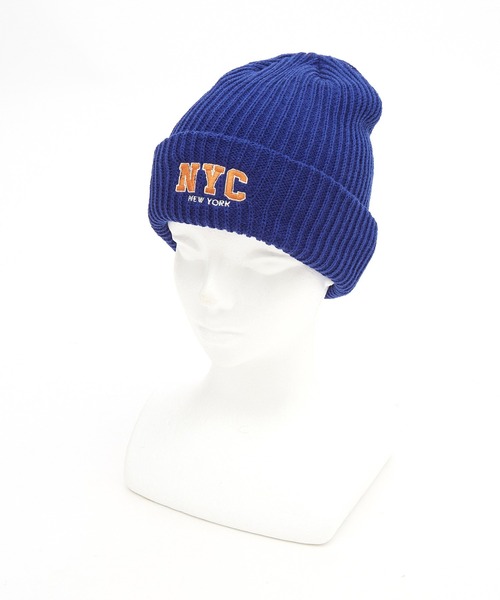an meets zakka NYCロゴ刺繍リブニット帽（ニットキャップ/ビーニー