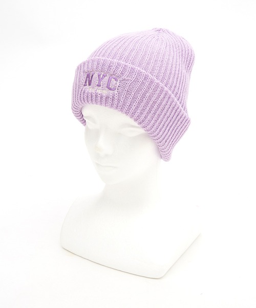 an meets zakka NYCロゴ刺繍リブニット帽（ニットキャップ/ビーニー