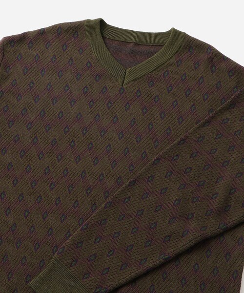 Saturdays NYC(サタデーズ ニューヨークシティ )の「Charles Jacquard Vneck Sweater(ニット/セーター・メンズ・ブラック/オリーブ・S/L/M)」の15枚目の写真
