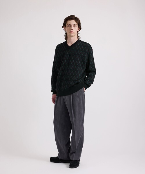 Saturdays NYC(サタデーズ ニューヨークシティ )の「Charles Jacquard Vneck Sweater(ニット/セーター・メンズ・ブラック/オリーブ・S/L/M)」の16枚目の写真