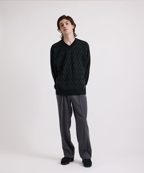 Saturdays NYC(サタデーズ ニューヨークシティ )の「Charles Jacquard Vneck Sweater(ニット/セーター・メンズ・ブラック/オリーブ・S/L/M)」の19枚目の写真