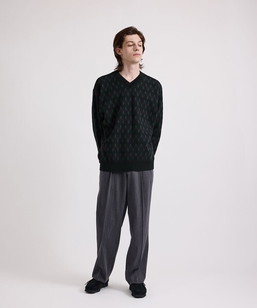 Saturdays NYC(サタデーズ ニューヨークシティ )の「Charles Jacquard Vneck Sweater(ニット/セーター・メンズ・ブラック/オリーブ・S/L/M)」の14枚目の写真