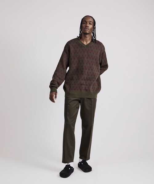 Saturdays NYC(サタデーズ ニューヨークシティ )の「Charles Jacquard Vneck Sweater(ニット/セーター・メンズ・ブラック/オリーブ・S/L/M)」の7枚目の写真