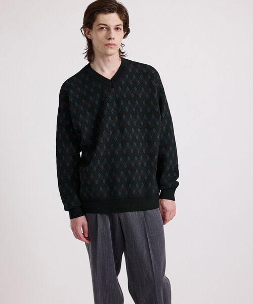 Saturdays NYC(サタデーズ ニューヨークシティ )の「Charles Jacquard Vneck Sweater(ニット/セーター・メンズ・ブラック/オリーブ・S/L/M)」の12枚目の写真