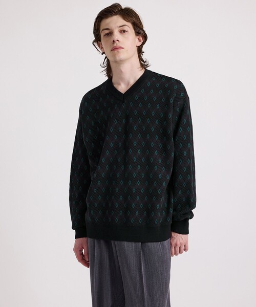 Saturdays NYC(サタデーズ ニューヨークシティ )の「Charles Jacquard Vneck Sweater(ニット/セーター・メンズ・ブラック/オリーブ・S/L/M)」の5枚目の写真