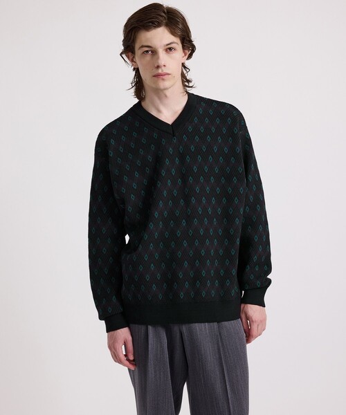 Charles Jacquard V‑neck Sweater — джемпер с V‑образным вырезом (жаккард)