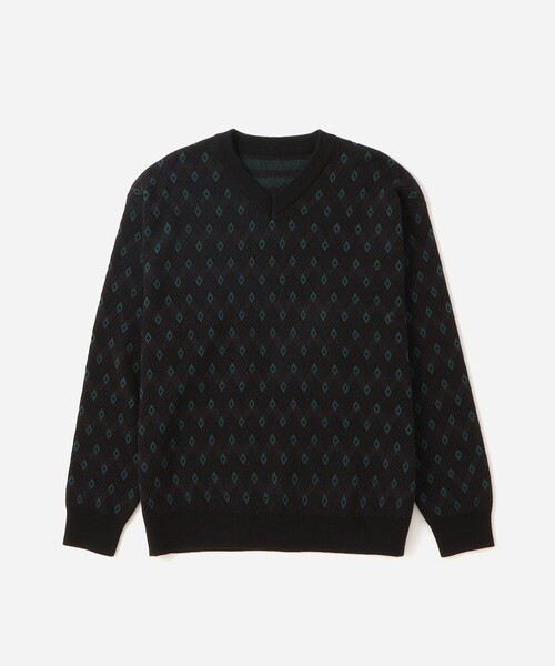 Saturdays NYC(サタデーズ ニューヨークシティ )の「Charles Jacquard Vneck Sweater(ニット/セーター・メンズ・ブラック/オリーブ・S/L/M)」の17枚目の写真