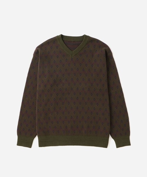 Saturdays NYC(サタデーズ ニューヨークシティ )の「Charles Jacquard Vneck Sweater(ニット/セーター・メンズ・ブラック/オリーブ・S/L/M)」の21枚目の写真