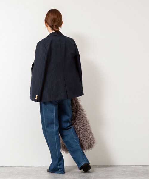 ネイビー ダブルブレスト テーラードジャケット ノーリーズ　ウォッシャブル　紺 セール】ウォッシャブルウール調ダブルジャケット（テーラード