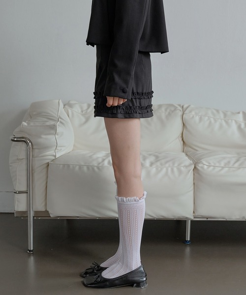 UNE MANSION(ユヌマンション)の「【UNE ORIGINAL】【伸縮性のあるインナーパンツ付き】ダブルフリルミニスカート(スカート・レディース・グレー/ブラック/ネイビー・SMALL/MEDIUM/LARGE)」の6枚目の写真