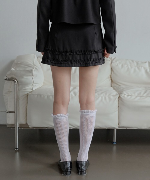 UNE MANSION(ユヌマンション)の「【UNE ORIGINAL】【伸縮性のあるインナーパンツ付き】ダブルフリルミニスカート(スカート・レディース・グレー/ブラック/ネイビー・SMALL/MEDIUM/LARGE)」の7枚目の写真
