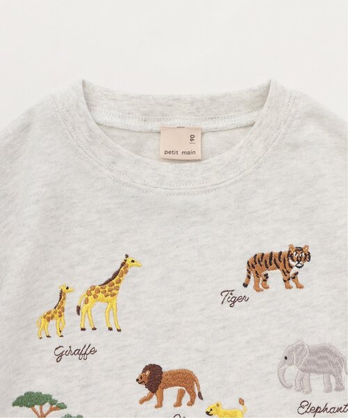 セール】動物刺しゅう長袖Tシャツ（Tシャツ/カットソー）｜petit main