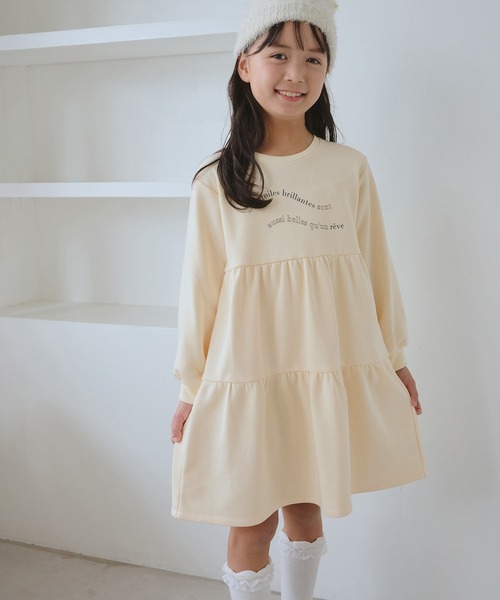 ROPE' PICNIC（ロペピクニック）の「【KIDS/キッズ】裏毛ティアードロゴワンピース（ワンピース・キッズ・キナリ/ライトグレー・S/M/L）」の2枚目の写真