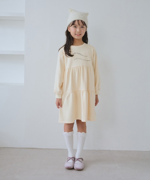 ROPE' PICNIC（ロペピクニック）の「【KIDS/キッズ】裏毛ティアードロゴワンピース（ワンピース・キッズ・キナリ/ライトグレー・S/M/L）」の7枚目の写真