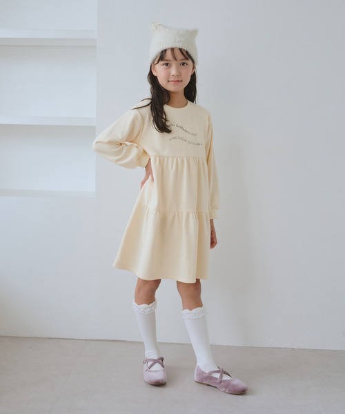 ROPE' PICNIC（ロペピクニック）の「【KIDS/キッズ】裏毛ティアードロゴワンピース（ワンピース・キッズ・キナリ/ライトグレー・S/M/L）」の8枚目の写真