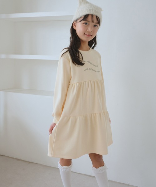 ROPE' PICNIC（ロペピクニック）の「【KIDS/キッズ】裏毛ティアードロゴワンピース（ワンピース・キッズ・キナリ/ライトグレー・S/M/L）」の10枚目の写真