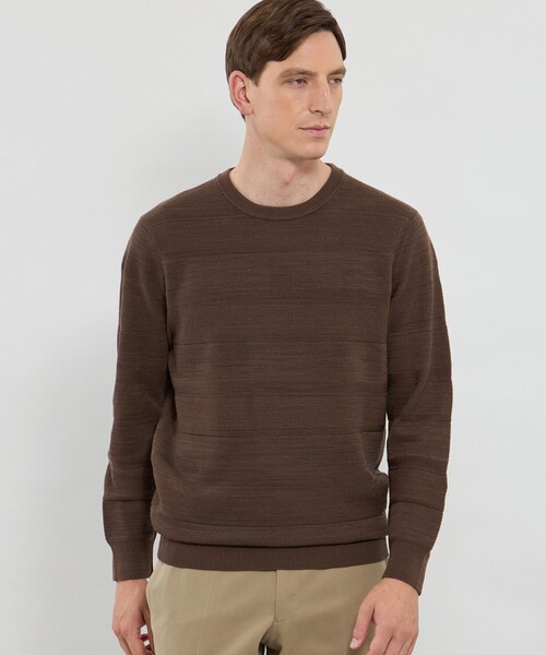 MACKINTOSH LONDON（マッキントッシュ ロンドン）の「リンクスボーダークルーネックニット（ニット/セーター・メンズ・ブルー/イエロー系その他2/ブラウン系その他3・L/M/XL）」の2枚目の写真