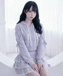 フリル＆リボン付きシアーラメチェックロングワンピース（ワンピース