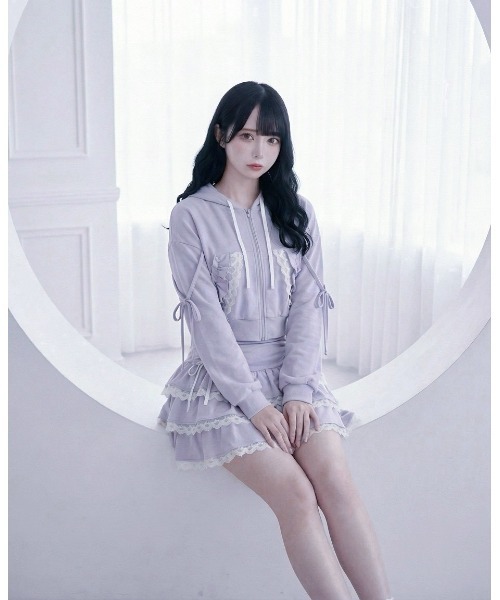 Suyunn(スユン)の「リボン付きレースフリルパーカー(パーカー・レディース・グレー/ブルー・M)」の18枚目の写真
