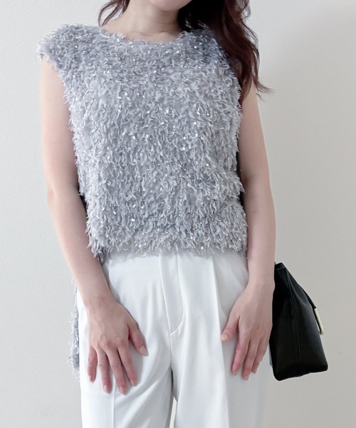 merrylatte（メリーラテ）の「フェザーヤーン 2WAY ベスト【Muller Rossi】（ベスト・レディース・グレー/アイボリー・FREE）」の9枚目の写真