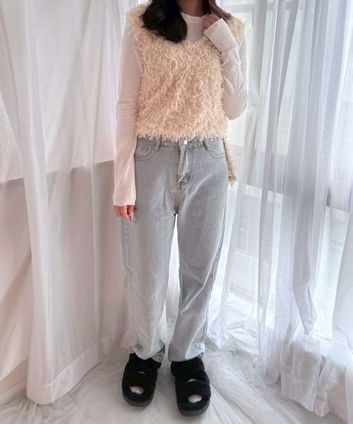 merrylatte（メリーラテ）の「フェザーヤーン 2WAY ベスト【Muller Rossi】（ベスト・レディース・グレー/アイボリー・FREE）」の13枚目の写真