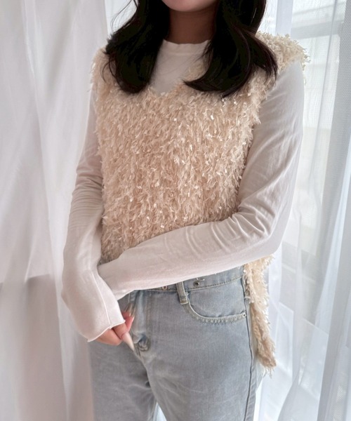 merrylatte（メリーラテ）の「フェザーヤーン 2WAY ベスト【Muller Rossi】（ベスト・レディース・グレー/アイボリー・FREE）」の17枚目の写真