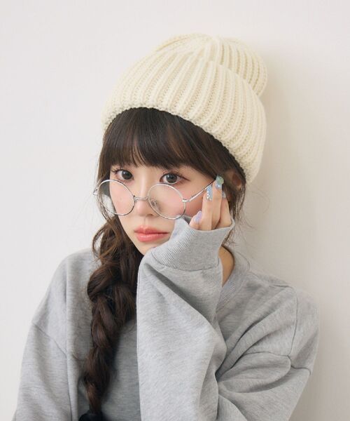 casita(RETRO GIRL)（カシータ）の「ニット帽（ハット・レディース・オフホワイト/ブラック/レッド/ブラウン・ONE SIZE）」の2枚目の写真