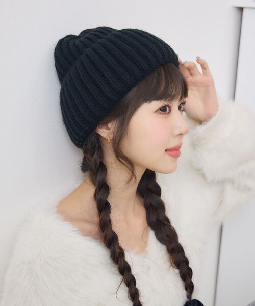casita(RETRO GIRL)（カシータ）の「ニット帽（ハット・レディース・オフホワイト/ブラック/レッド/ブラウン・ONE SIZE）」の3枚目の写真