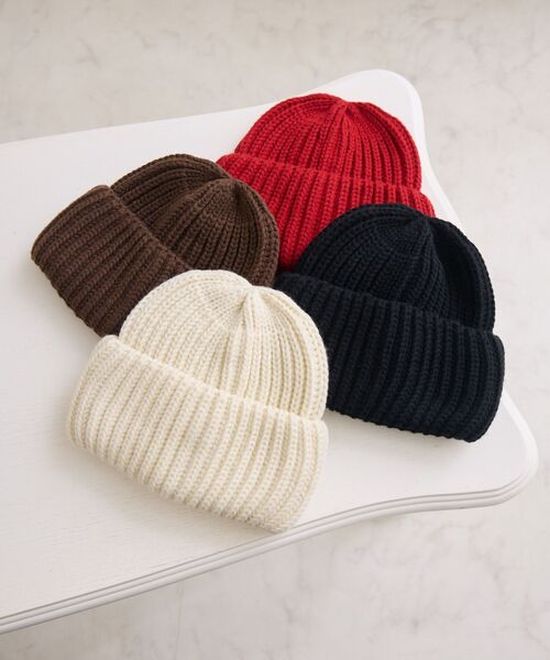 casita(RETRO GIRL)（カシータ）の「ニット帽（ハット・レディース・オフホワイト/ブラック/レッド/ブラウン・ONE SIZE）」の5枚目の写真