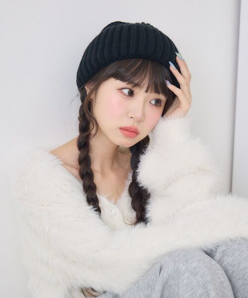 casita(RETRO GIRL)（カシータ）の「ニット帽（ハット・レディース・オフホワイト/ブラック/レッド/ブラウン・ONE SIZE）」の11枚目の写真