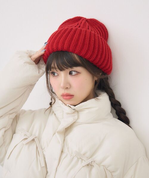 casita(RETRO GIRL)（カシータ）の「ニット帽（ハット・レディース・オフホワイト/ブラック/レッド/ブラウン・ONE SIZE）」の15枚目の写真