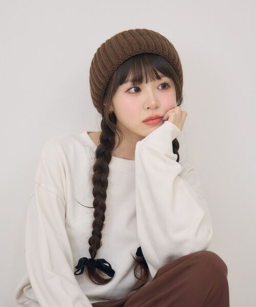 casita(RETRO GIRL)（カシータ）の「ニット帽（ハット・レディース・オフホワイト/ブラック/レッド/ブラウン・ONE SIZE）」の18枚目の写真