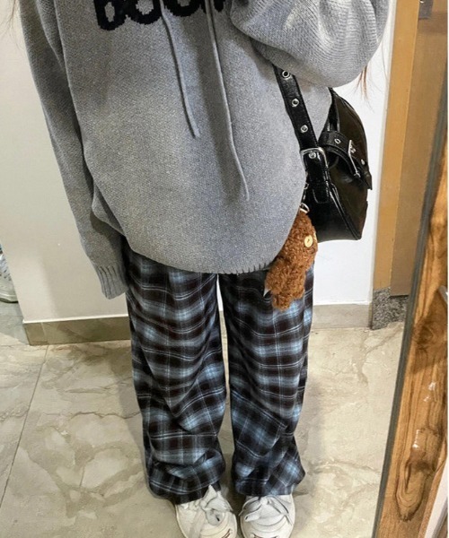 lulufa(ルルファ)の「チェック柄 ワイドパンツ /ルーズシルエット(その他パンツ・レディース・ブルー/ブラウン・MEDIUM/LARGE)」の15枚目の写真
