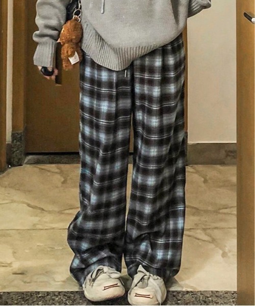 lulufa(ルルファ)の「チェック柄 ワイドパンツ /ルーズシルエット(その他パンツ・レディース・ブルー/ブラウン・MEDIUM/LARGE)」の16枚目の写真