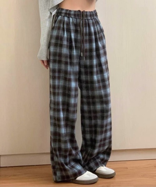 lulufa(ルルファ)の「チェック柄 ワイドパンツ /ルーズシルエット(その他パンツ・レディース・ブルー/ブラウン・MEDIUM/LARGE)」の13枚目の写真